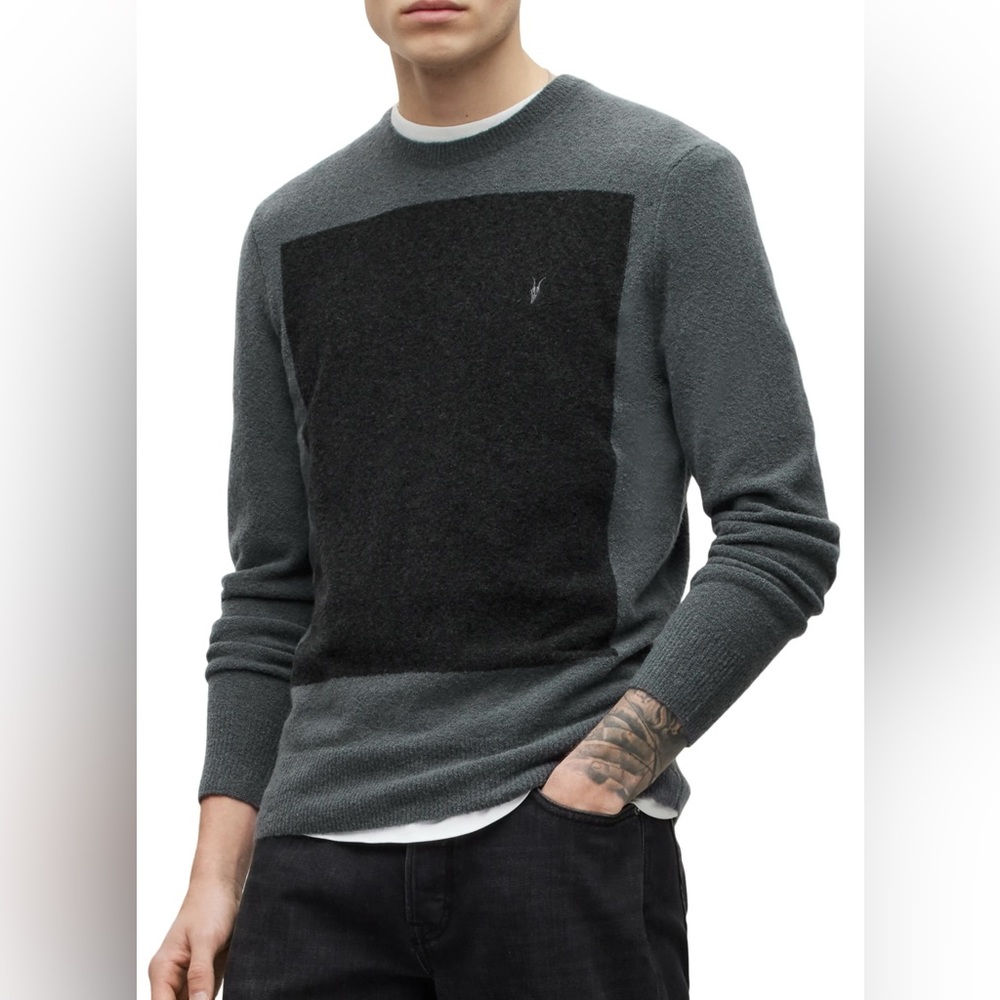 All Saints Lobke Gray and Black Men's Sweater